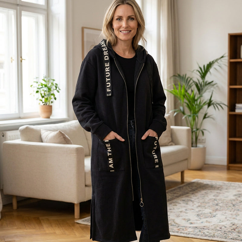 Abrigo tipo sudadera con capucha oversize