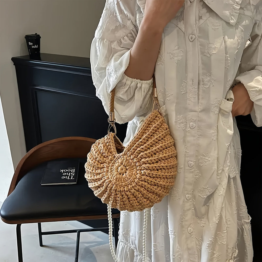 Bolso tote trenzado con correa de cadena