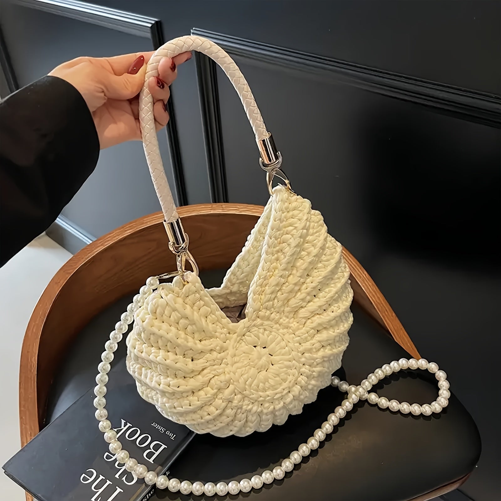 Tamara - bolso de mano trenzada con correa de cadena
