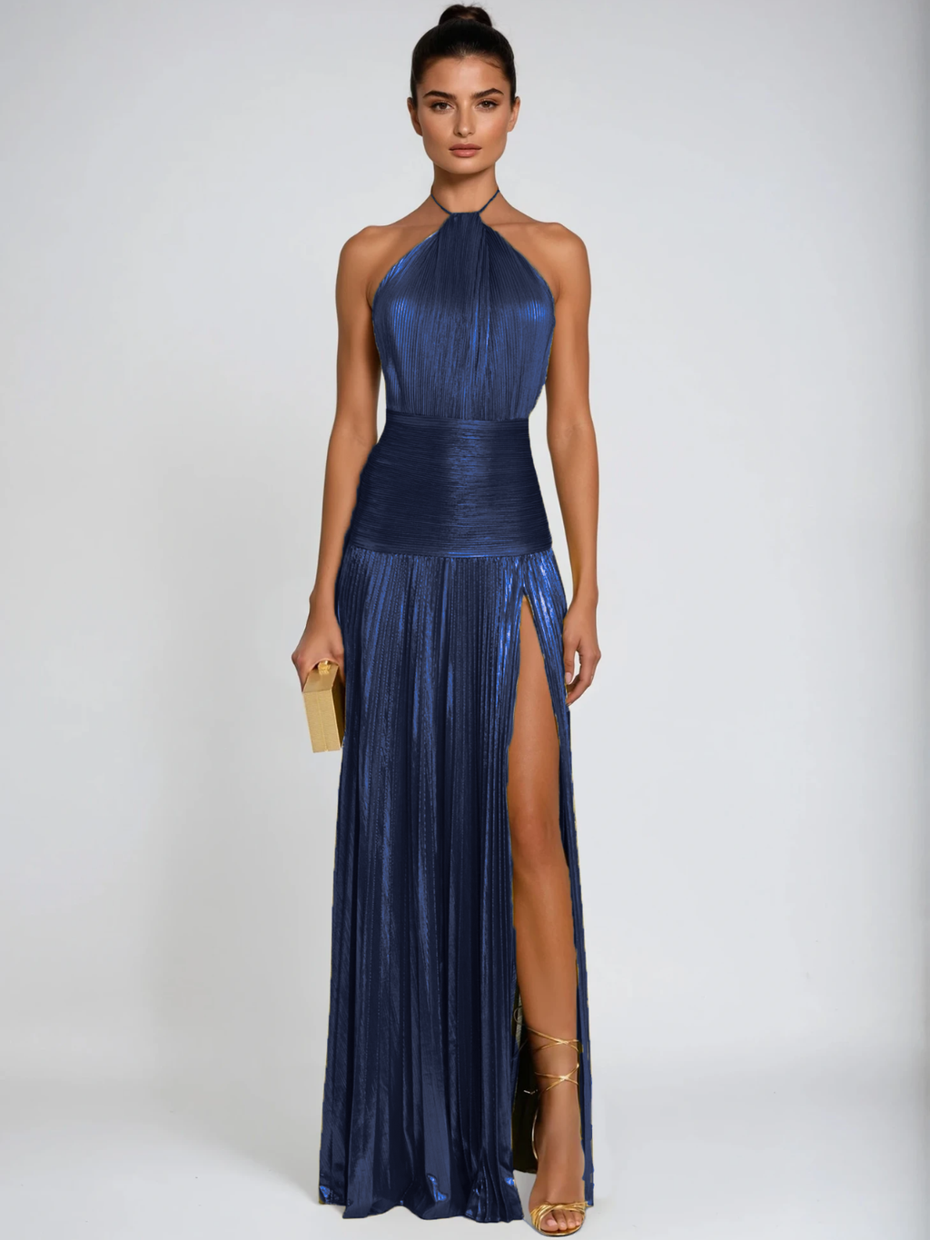 Serena-Vestido largo con cuello halter