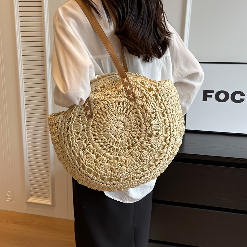 Luci - Bolso redondo de paja trenzado