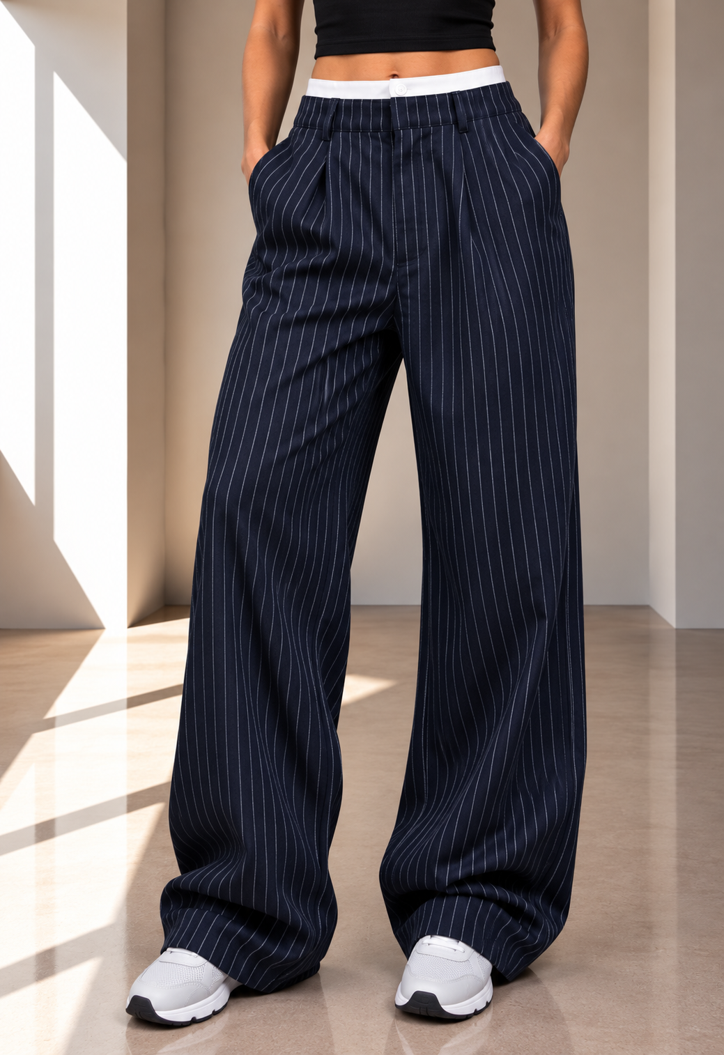 Pantalones de cintura alta y corte recto
