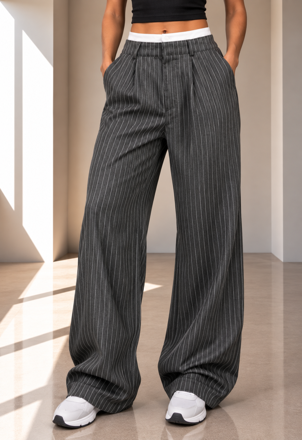Pantalones de cintura alta y corte recto