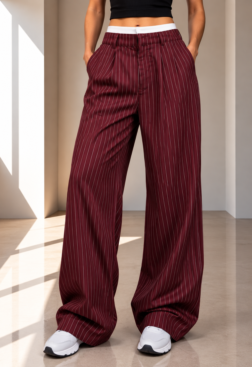 Pantalones de cintura alta y corte recto