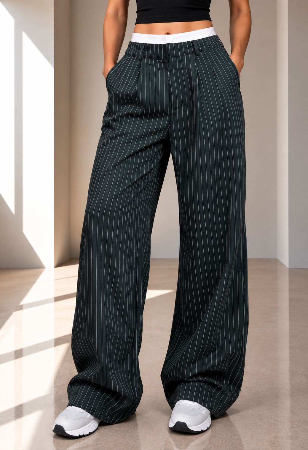 Pantalones de cintura alta y corte recto