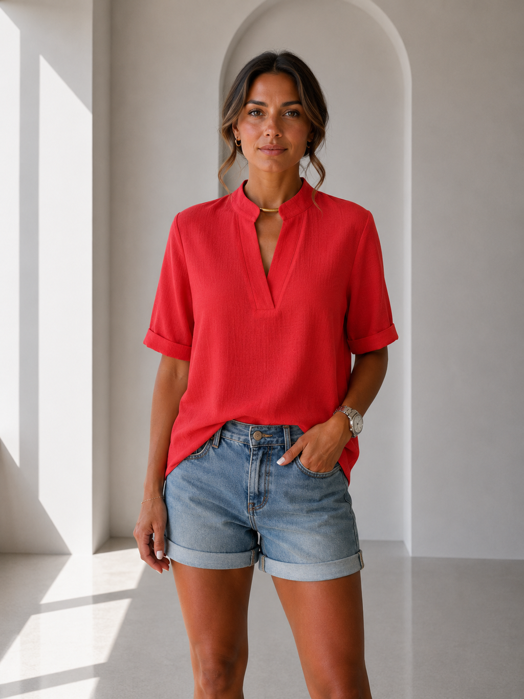 Blusa holgada de manga corta