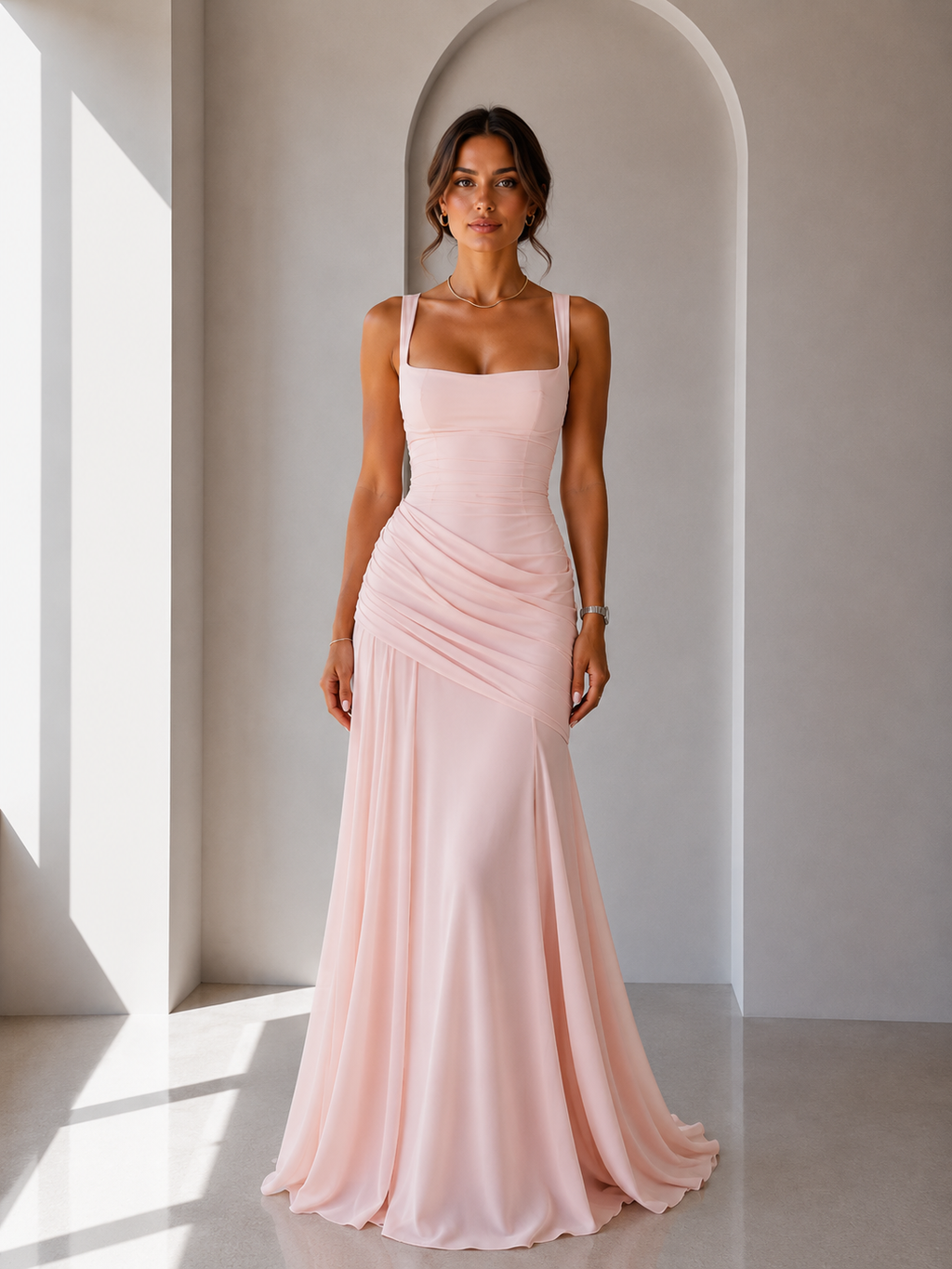 Triana - Vestido largo con escote fruncido