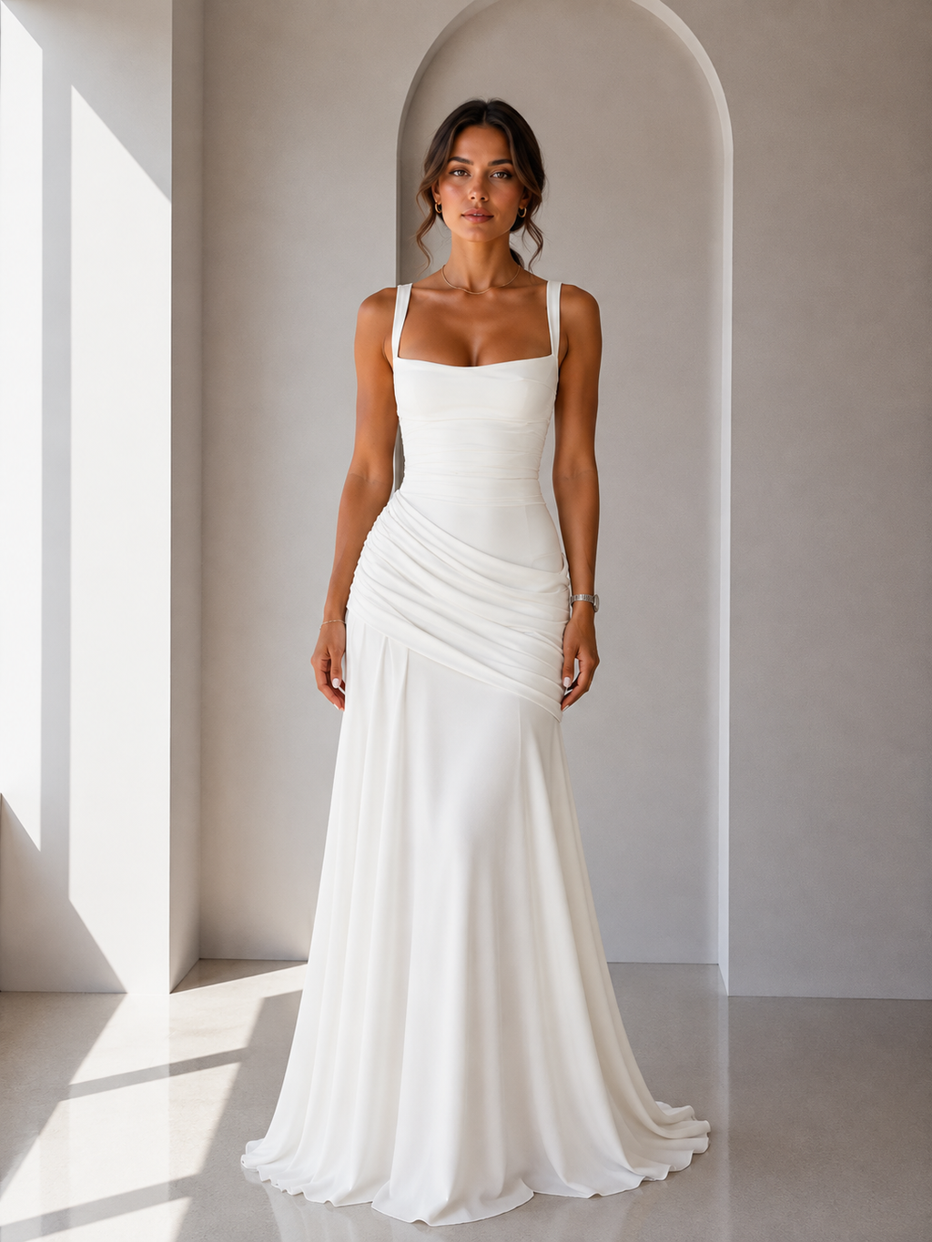 Triana - Vestido largo con escote fruncido