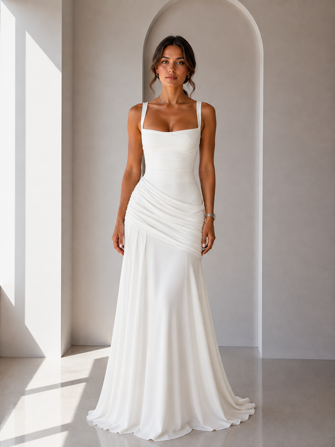 Triana - Vestido largo con escote fruncido