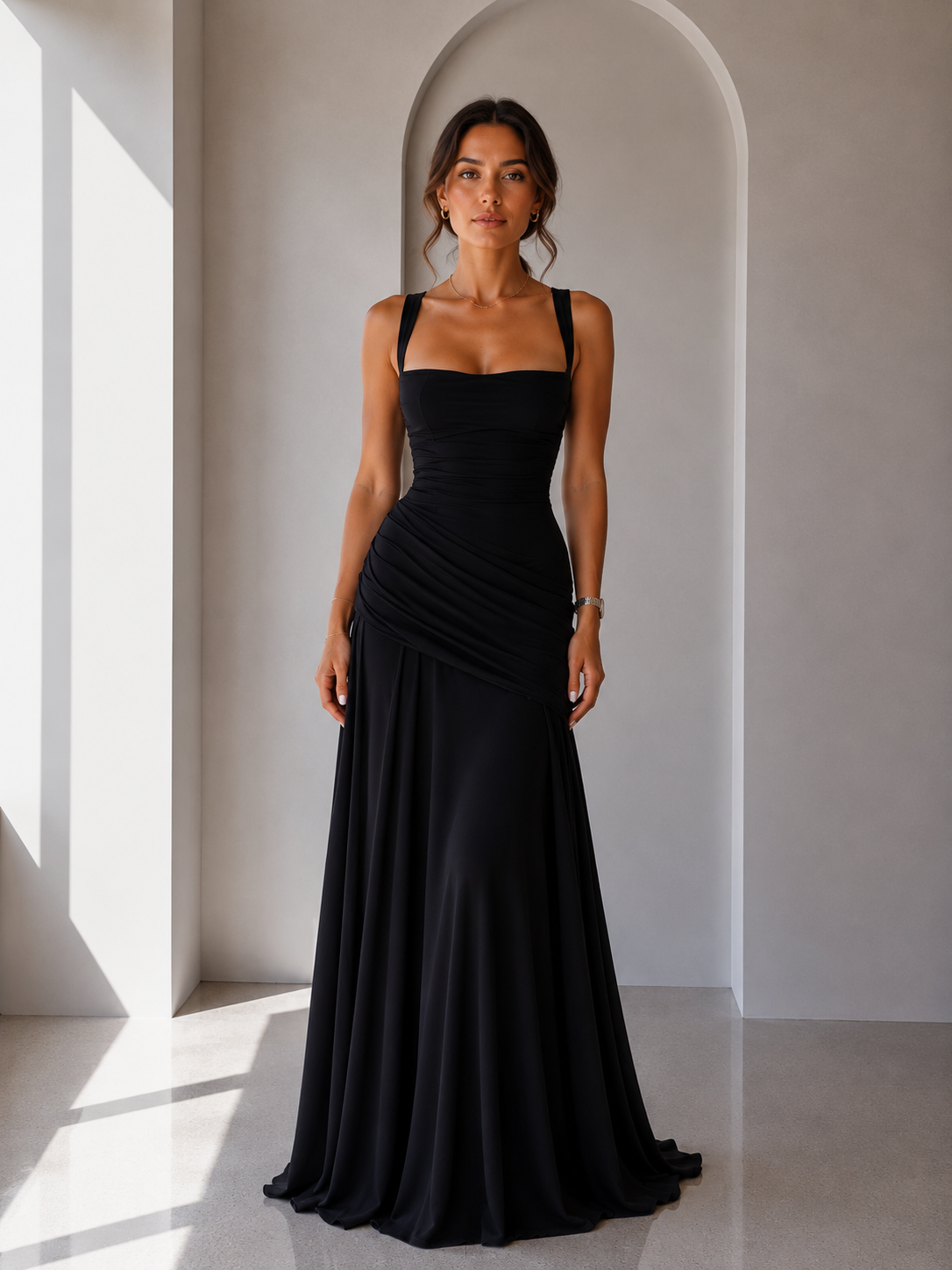 Triana - Vestido largo con escote fruncido
