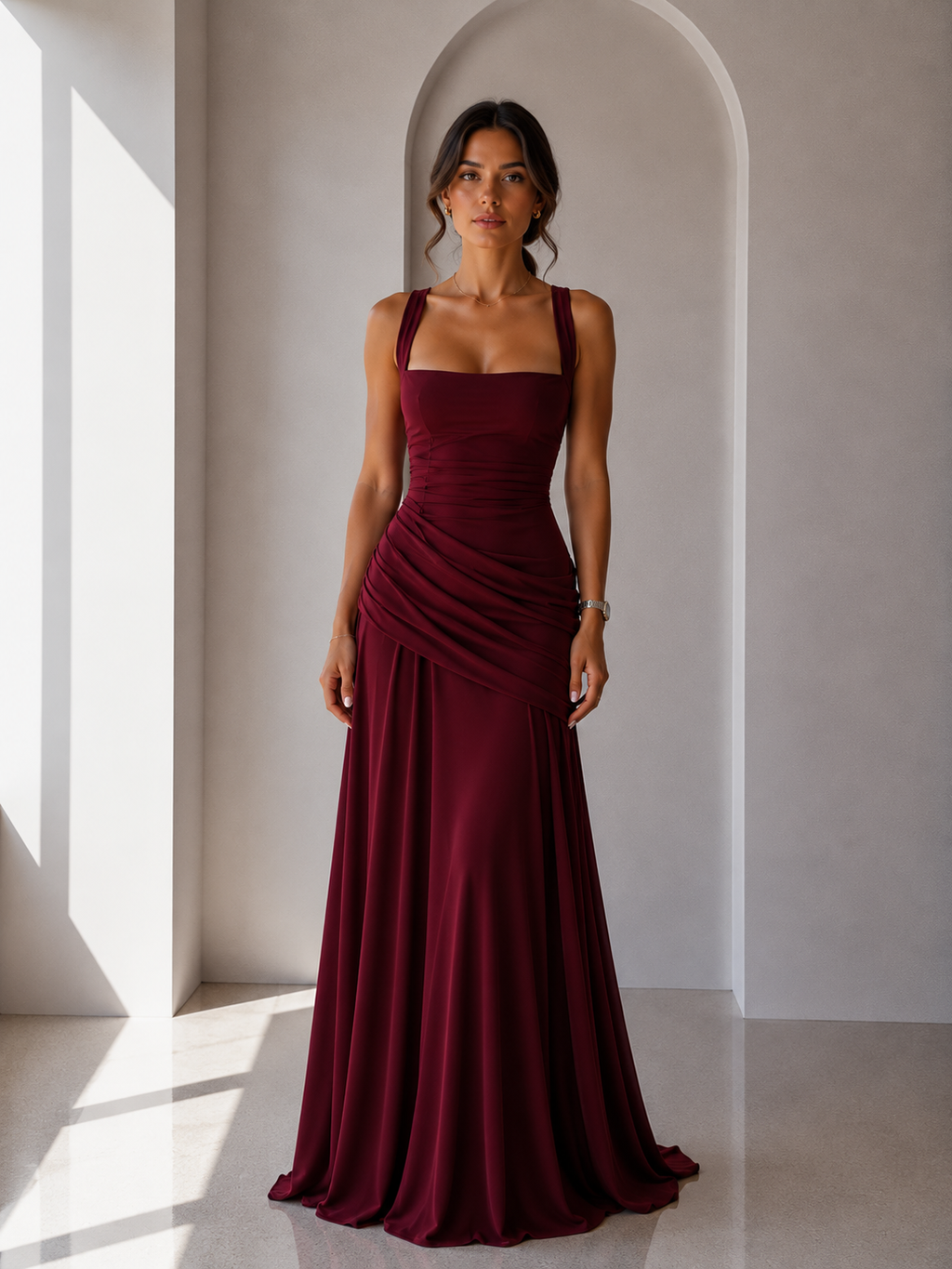 Triana - Vestido largo con escote fruncido