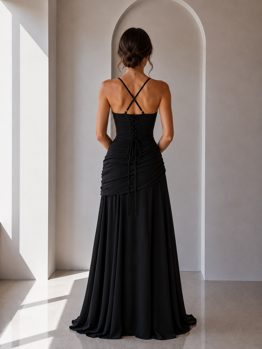 Triana - Vestido largo con escote fruncido