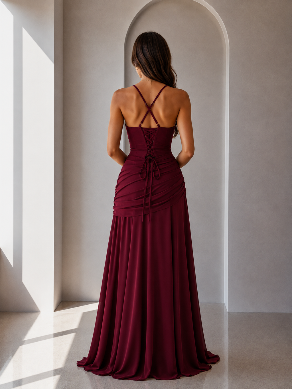 Triana - Vestido largo con escote fruncido