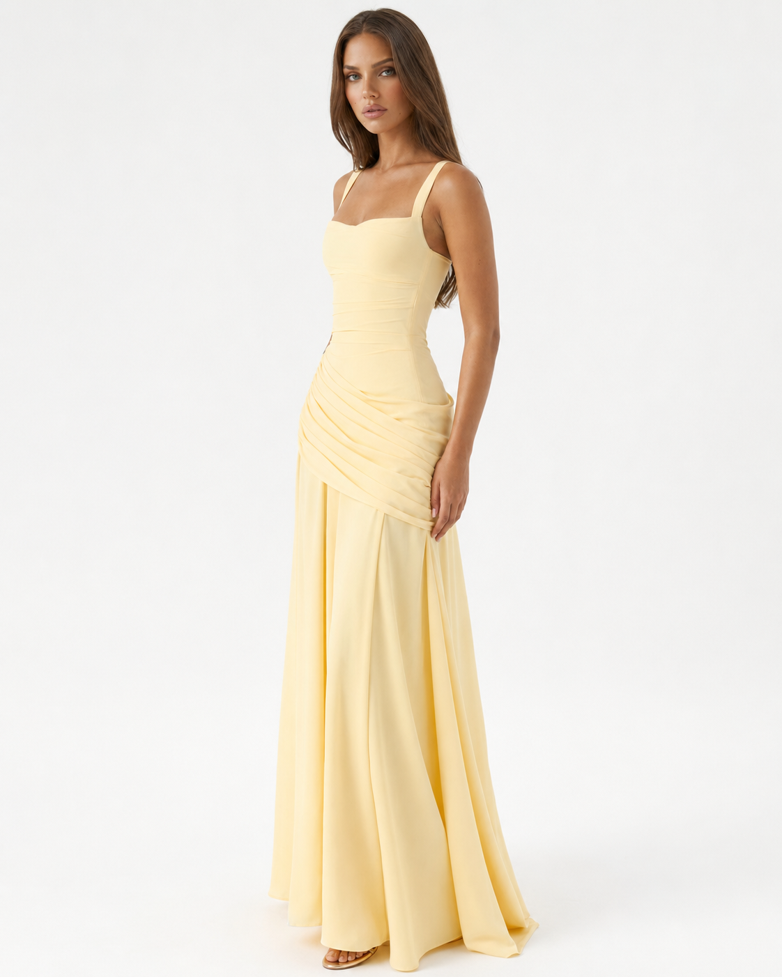 Triana - Vestido largo con escote fruncido