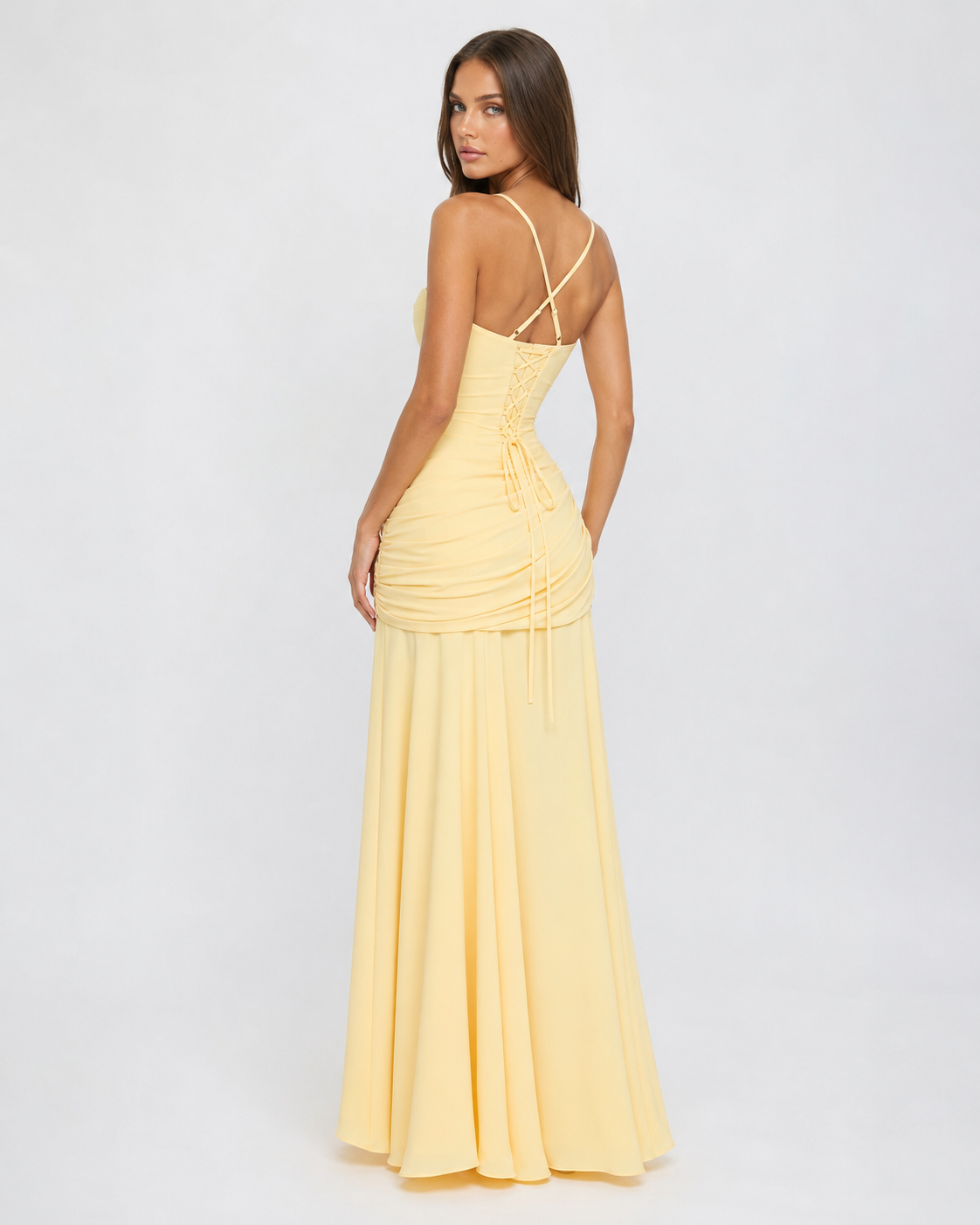 Triana - Vestido largo con escote fruncido