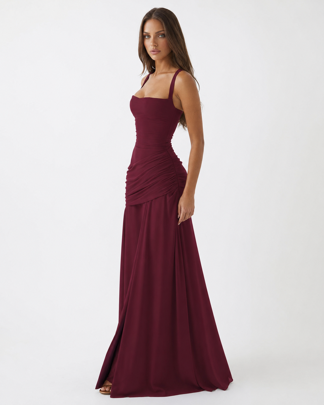 Triana - Vestido largo con escote fruncido