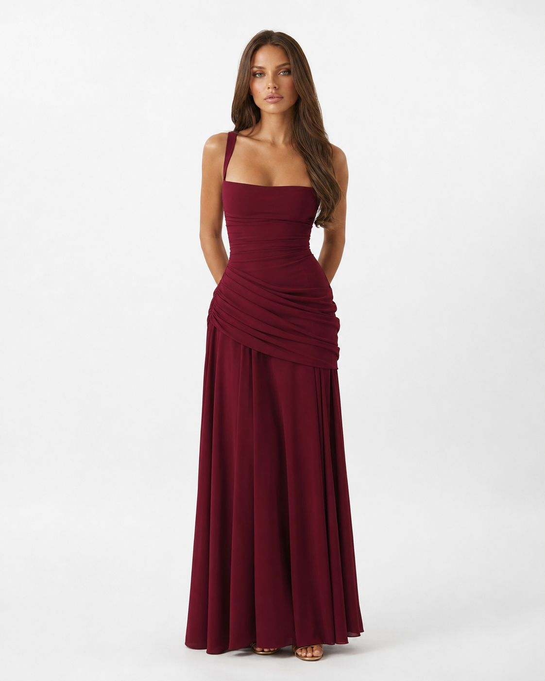 Triana - Vestido largo con escote fruncido