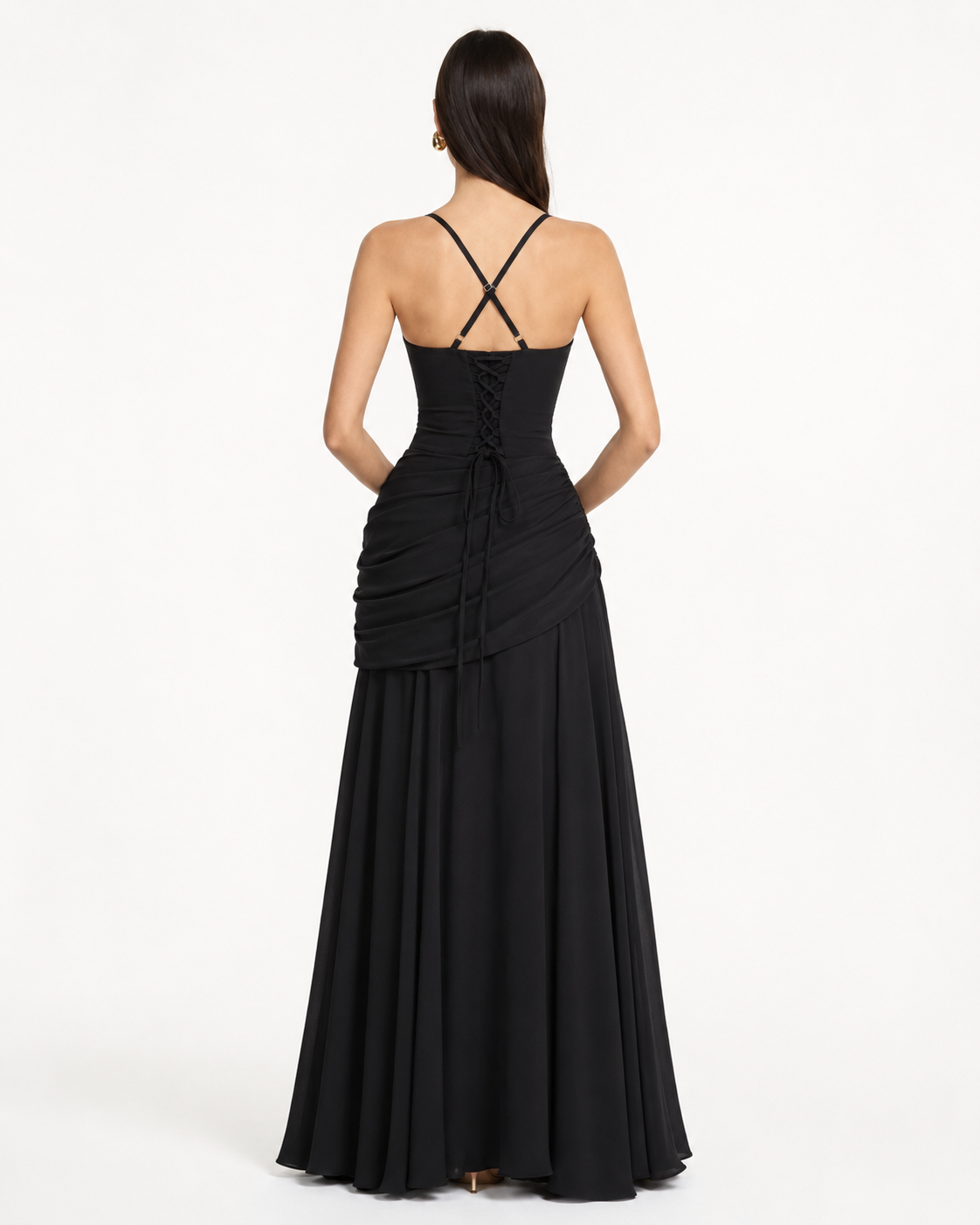 Triana - Vestido largo con escote fruncido