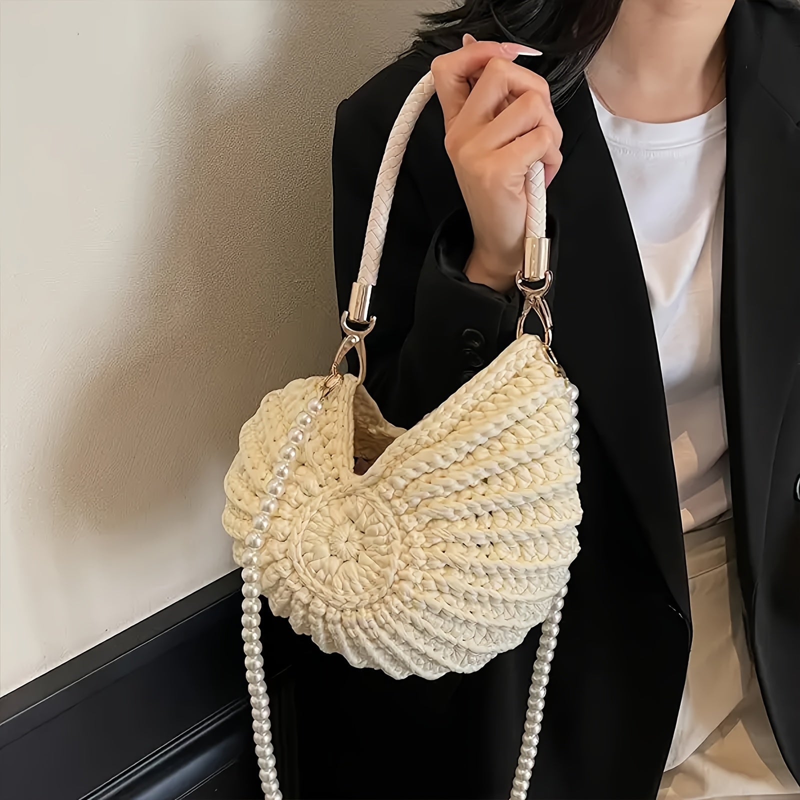 Tamara - bolso de mano trenzada con correa de cadena