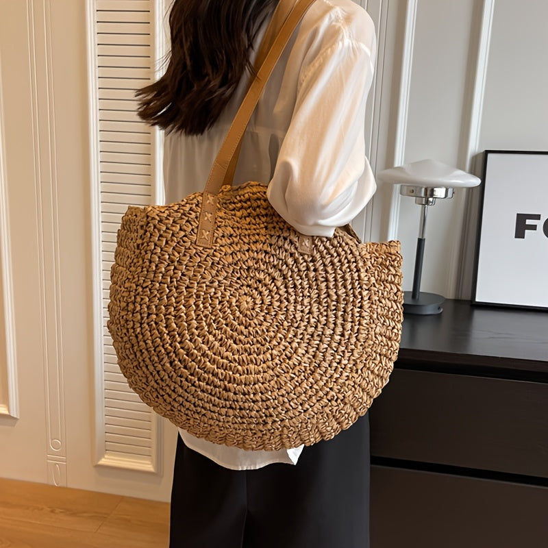 Linda -  Bolso redondo de paja trenzada