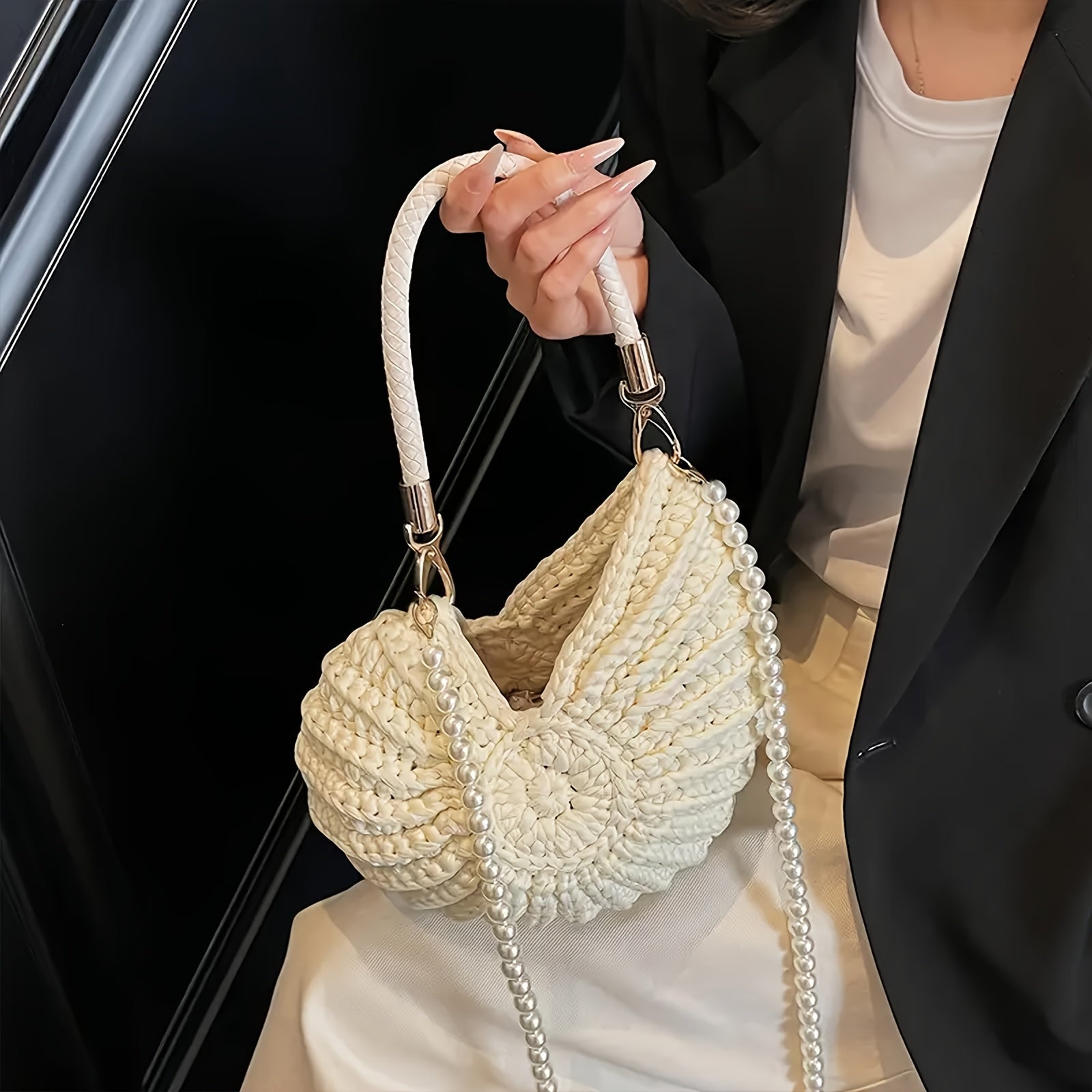 Tamara - bolso de mano trenzada con correa de cadena