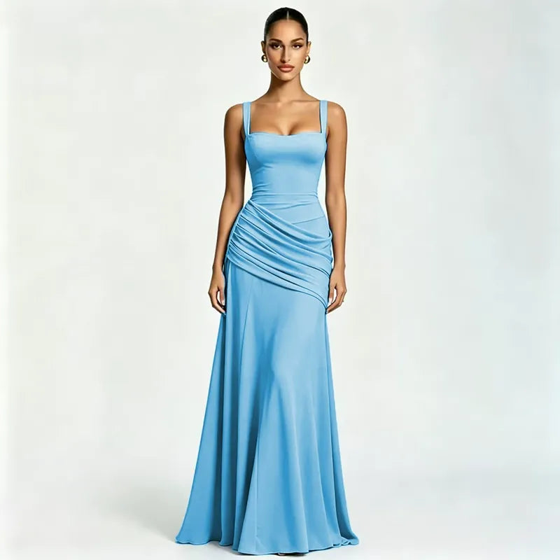 Triana - Vestido largo con escote fruncido