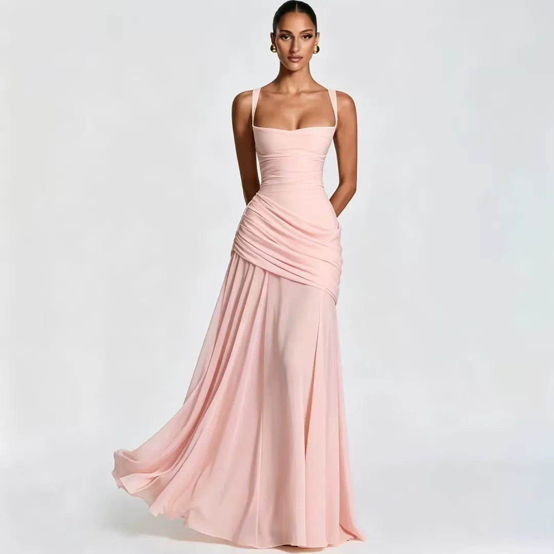 Triana - Vestido largo con escote fruncido